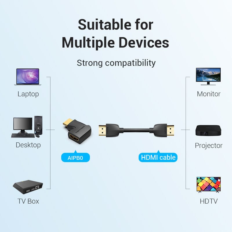 Vention HDMI™ 90 Degree Male to Female Vertical Flat Adapter Black