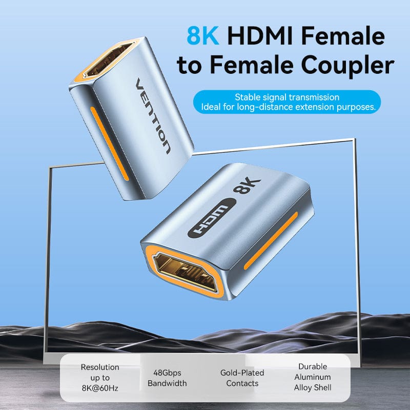 Vention HDMI™-A Female to Female 8K Adapter Gray Aluminum Alloy Type