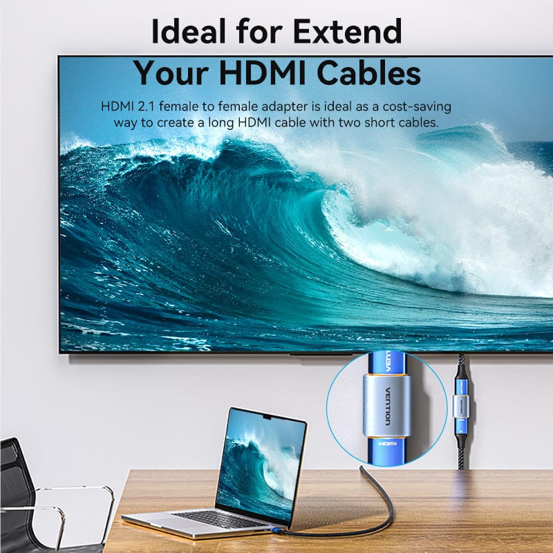 Vention HDMI™-A Female to Female 8K Adapter Gray Aluminum Alloy Type