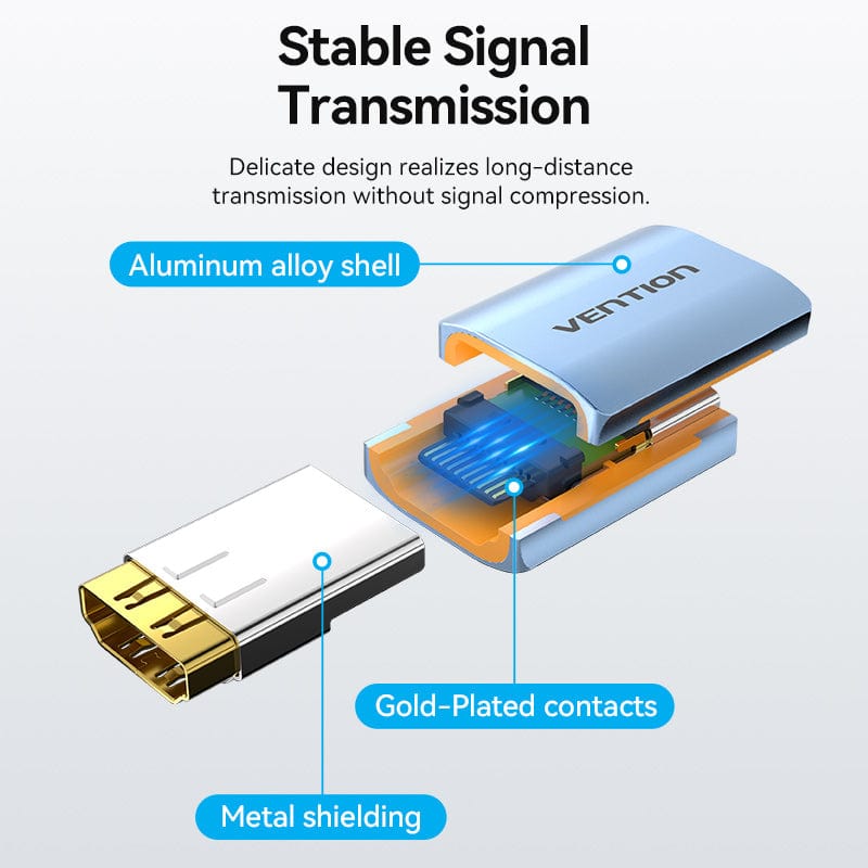 Vention HDMI™-A Female to Female 8K Adapter Gray Aluminum Alloy Type