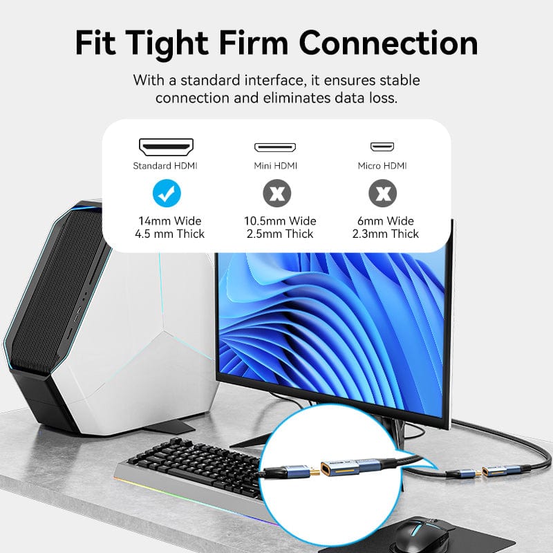 Vention HDMI™-A Female to Female 8K Adapter Gray Aluminum Alloy Type