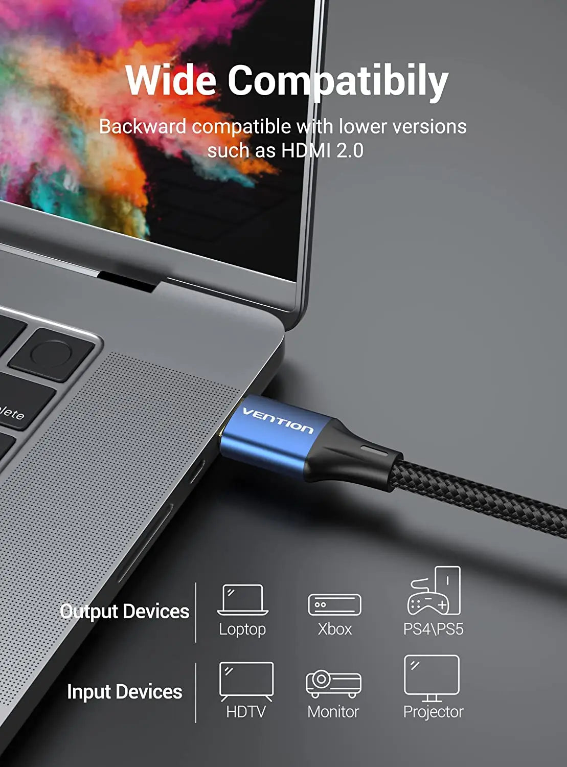 Vention Cotton Braided HDMI™-A Male to Male HD Cable 8K Aluminum Alloy Type