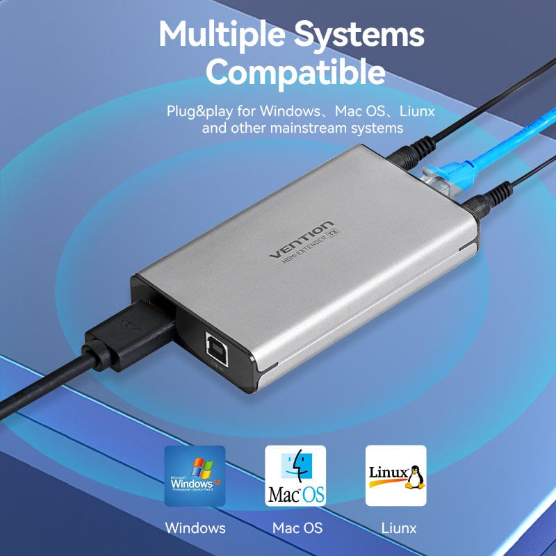 Vention HDMI™ Network Cable Extender 160M Gray Aluminum Alloy Type EU Standard
