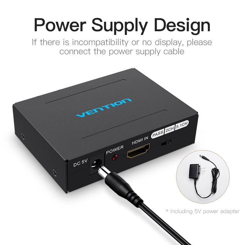 Vention HDMI™ to HDMI™/Optical Fiber Audio/2RCA Audio Converter Black EU Standard