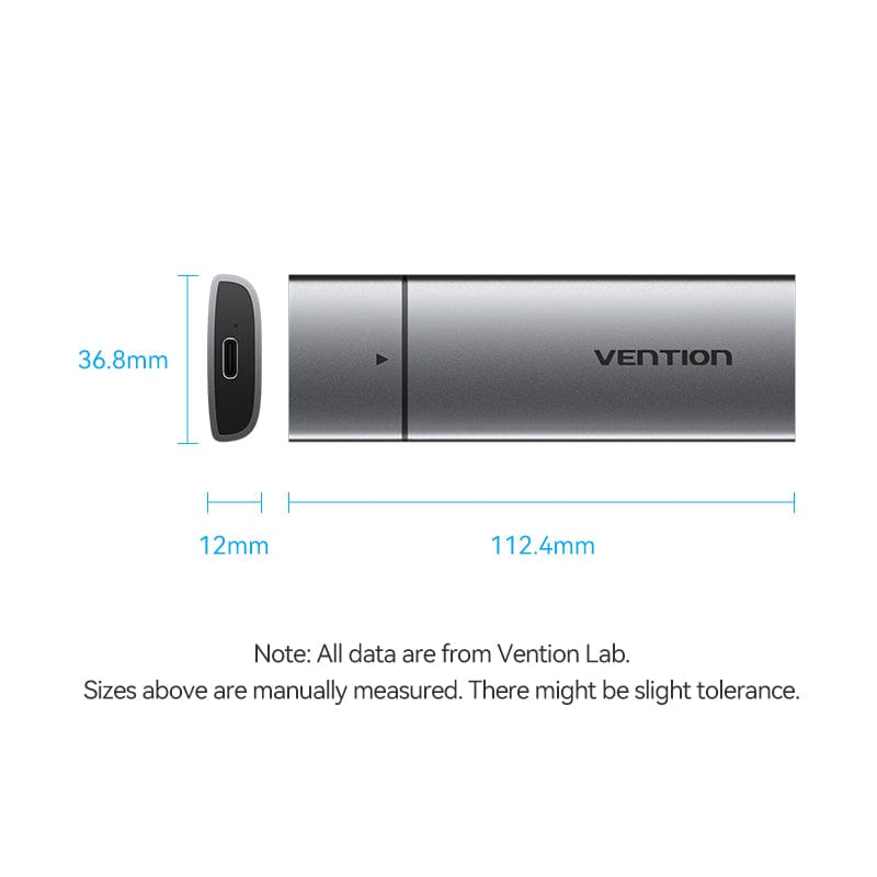Vention M.2 NGFF SSD Enclosure (USB 3.1 Gen 1-C) Gray Aluminum Alloy Type