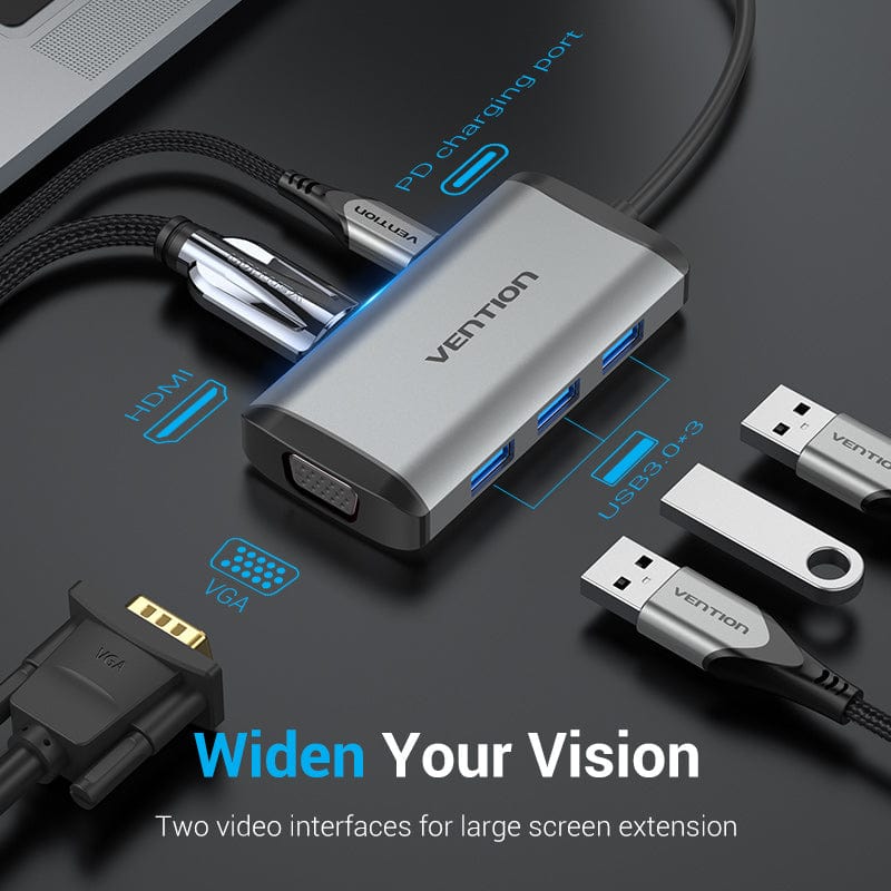 Vention 6-in-1 USB-C Docking Station