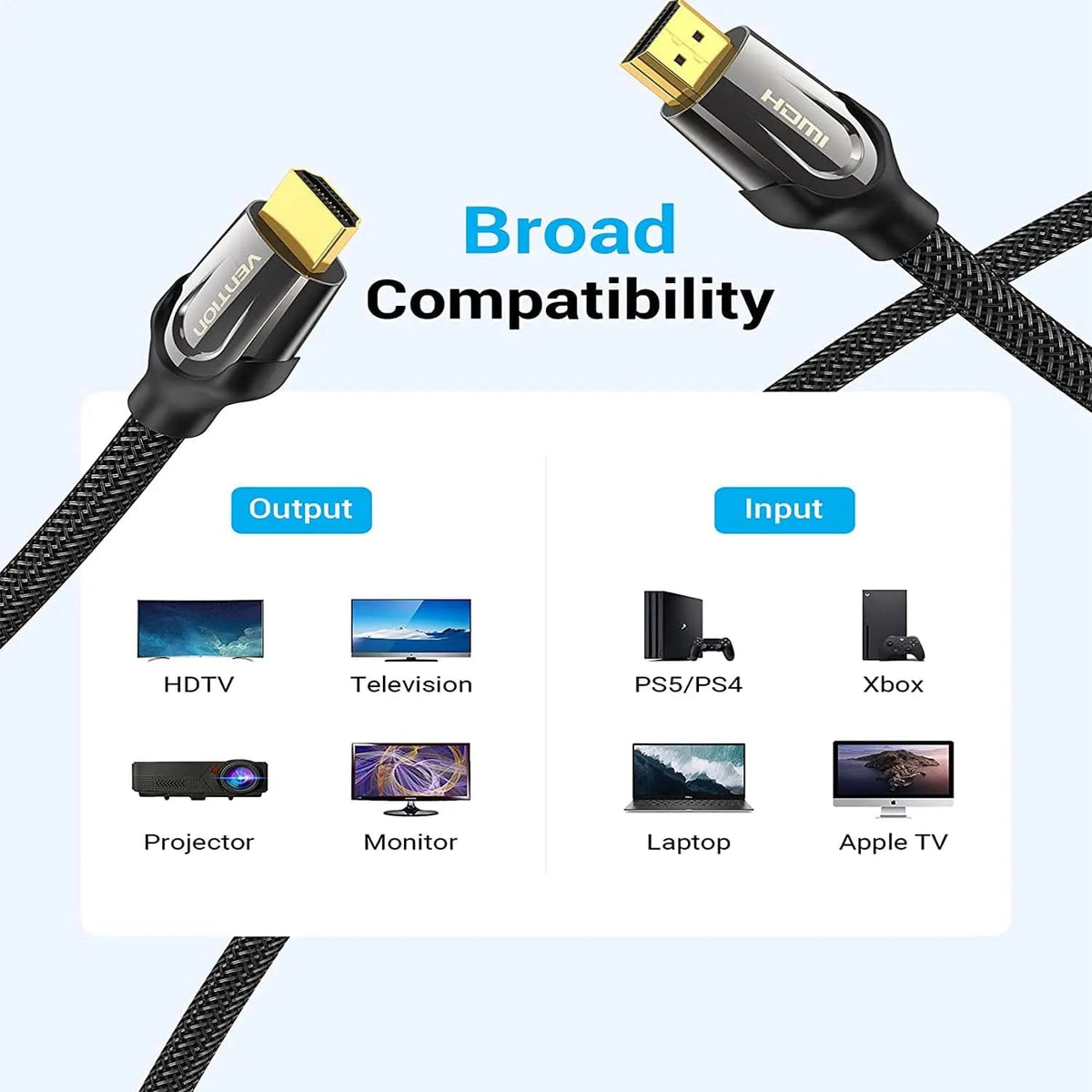 Vention Nylon Braided HDMI™ Cable Black Metal Type