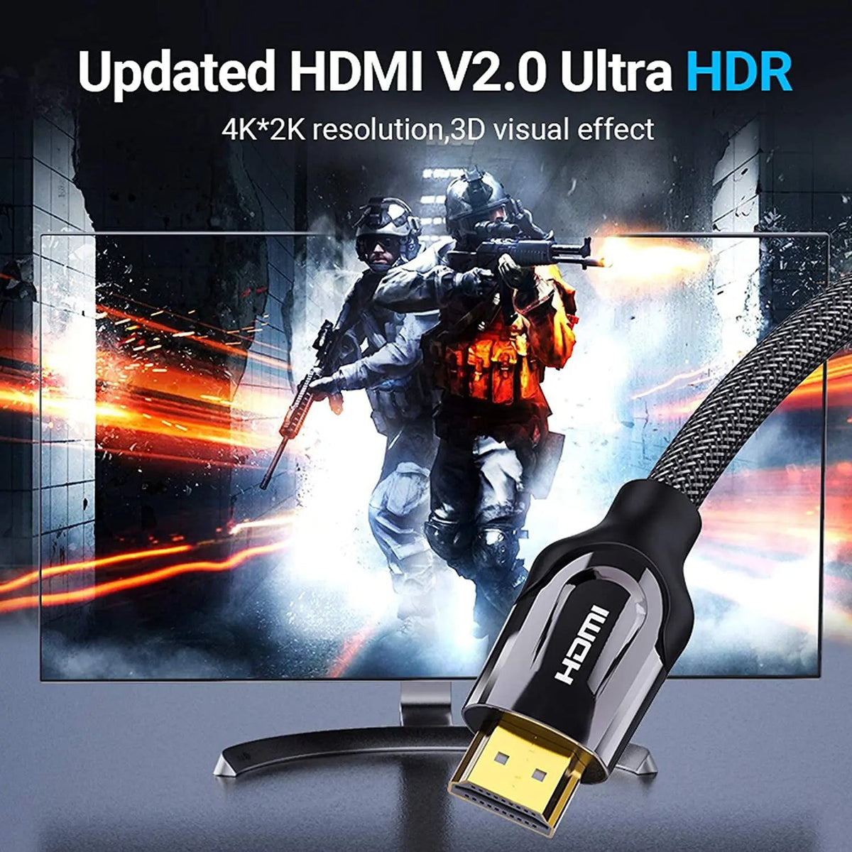Vention Nylon Braided HDMI™ Cable Black Metal Type