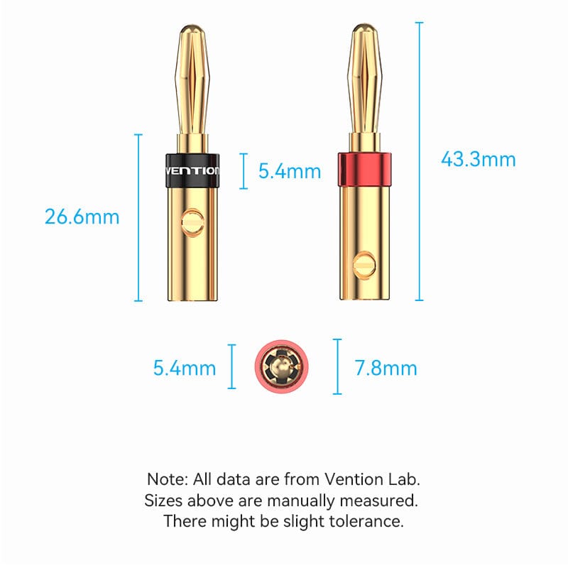 Vention Speaker Banana Plugs Gold Plated 1 Pair