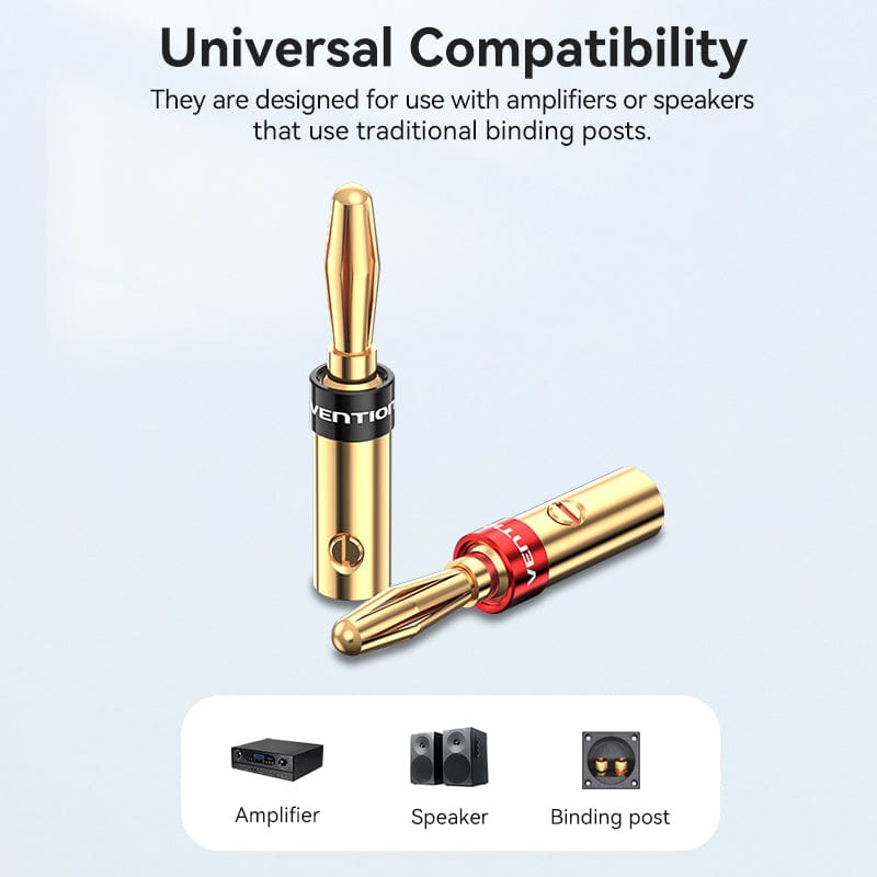Vention Speaker Banana Plugs Gold Plated 1 Pair