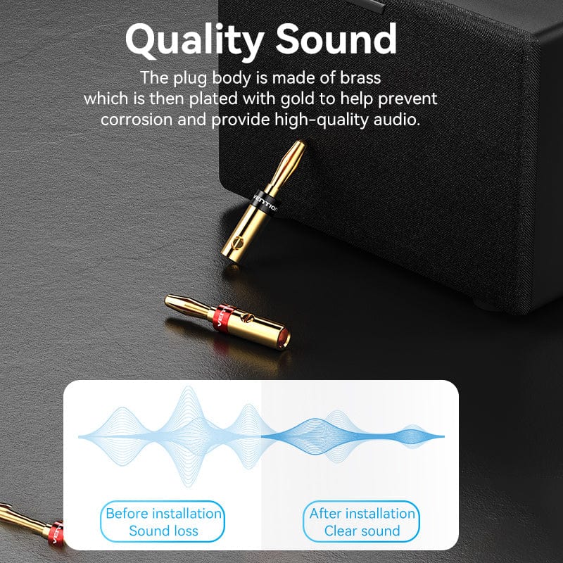 Vention Speaker Banana Plugs Gold Plated 1 Pair