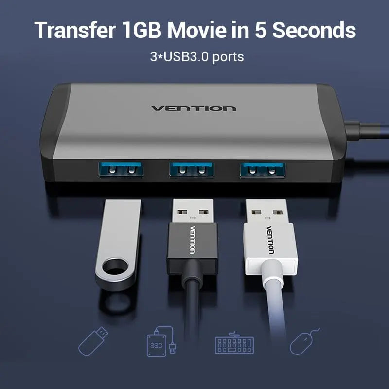 Vention 6-in-1 USB-C Docking Station