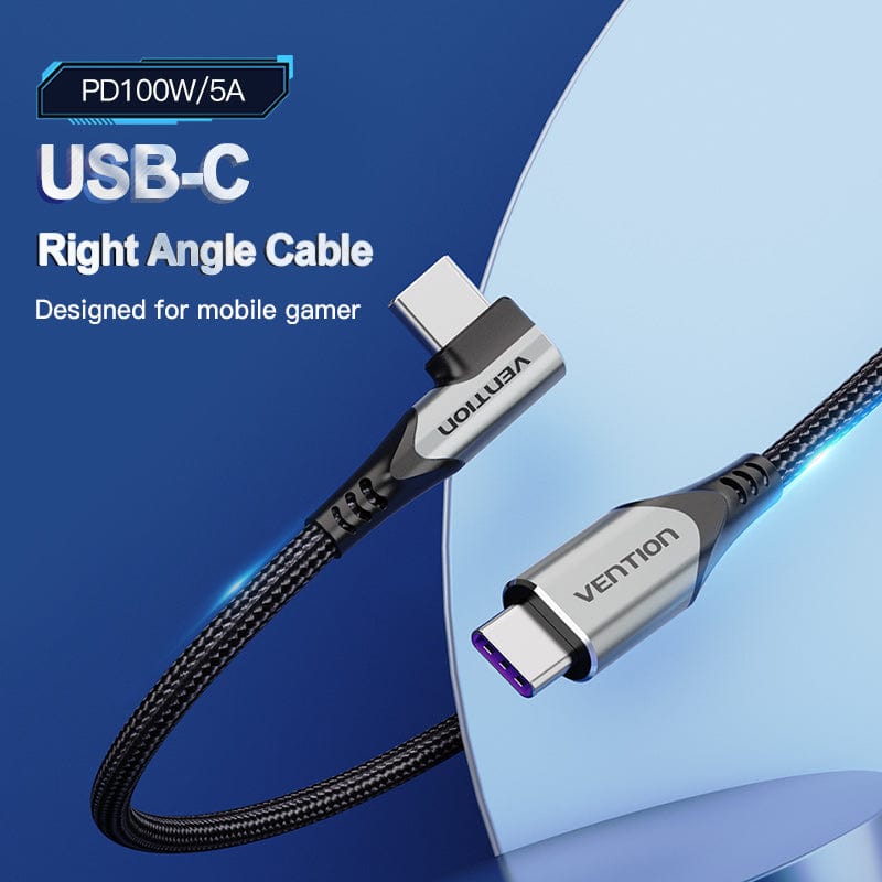 Vention USB 2.0 C Male Right Angle to C Male 5A Cable Aluminum Alloy Type