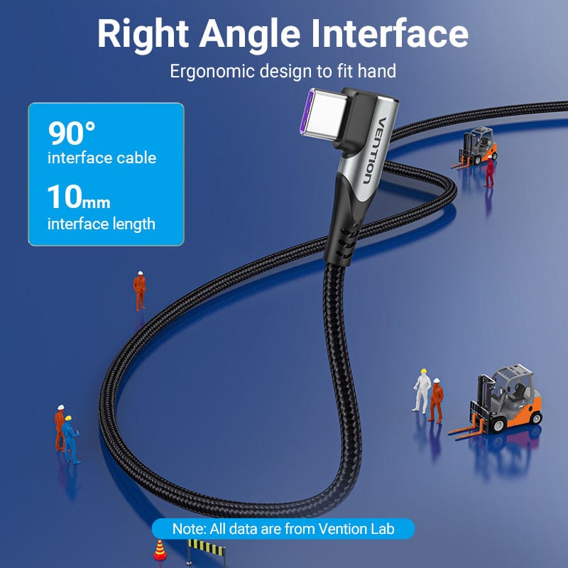 Vention USB 2.0 C Male Right Angle to C Male 5A Cable Aluminum Alloy Type