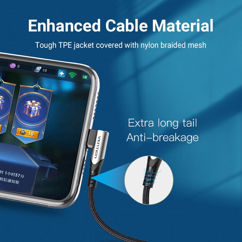 Vention USB 2.0 C Male Right Angle to C Male 5A Cable Aluminum Alloy Type