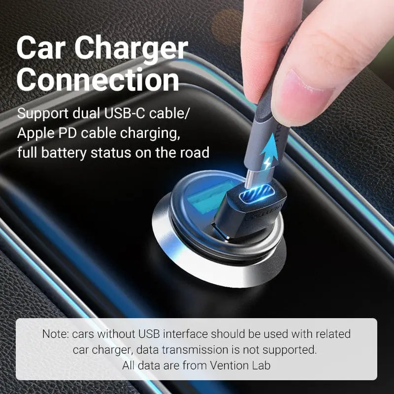 Vention USB 2.0 Male to USB-C Female Adapter Black PVC Type