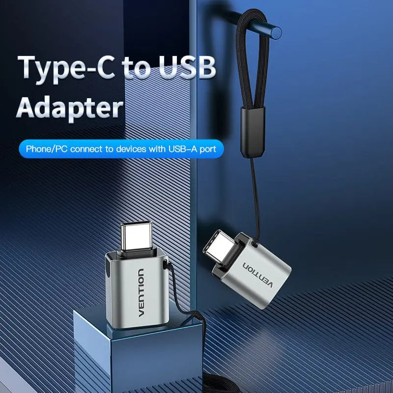 Vention USB-C Male to USB 3.0 Female OTG Adapter Gray Aluminum Alloy Type