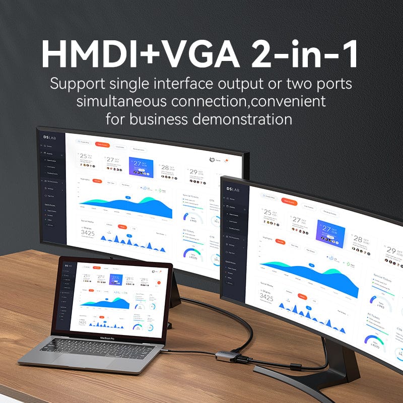 Vention USB-C to HDMI™/VGA Converter 0.15M Gray Aluminum Alloy Type