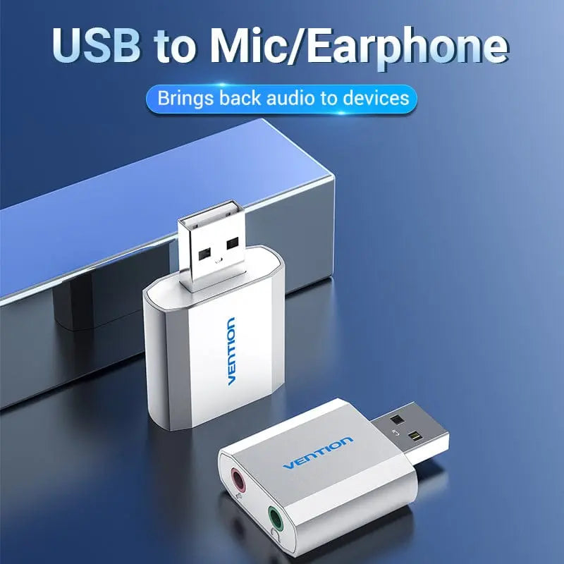 Vention USB External Sound Card Silvery Metal Type
