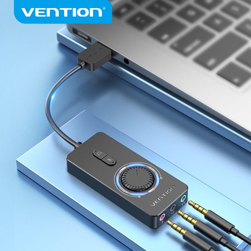Vention USB 2.0 External Stereo Sound Adapter with Volume Control 0.15M Black ABS Type