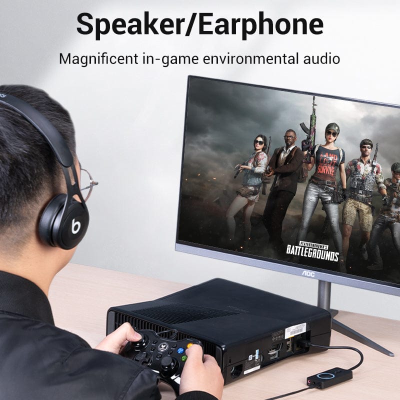 Vention USB 2.0 External Stereo Sound Adapter with Volume Control 0.15M Black ABS Type