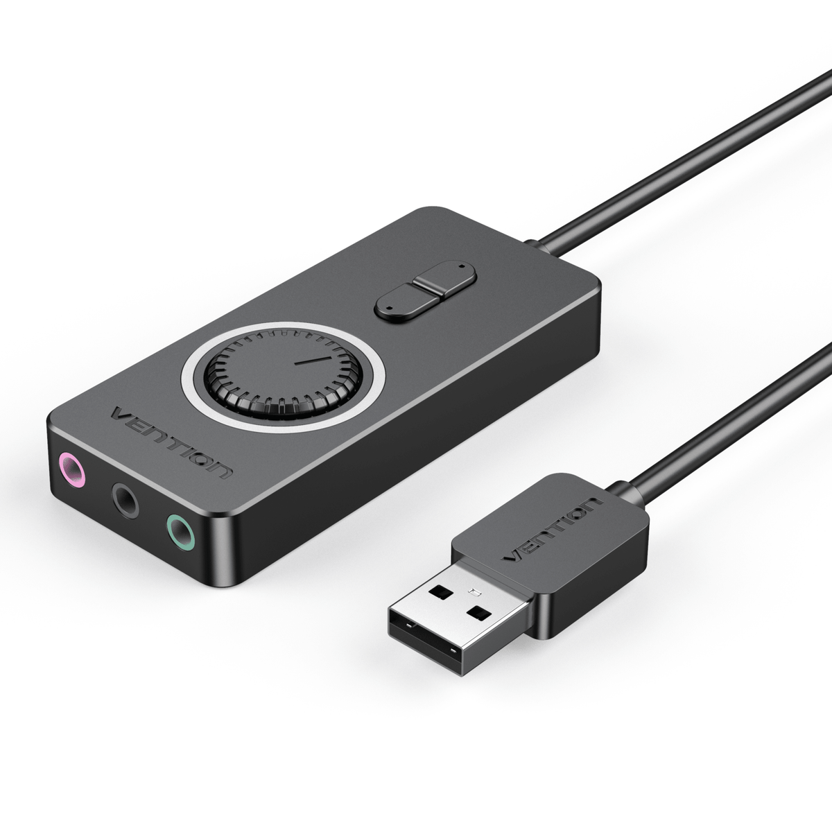 Vention USB 2.0 External Stereo Sound Adapter with Volume Control 0.15M Black ABS Type
