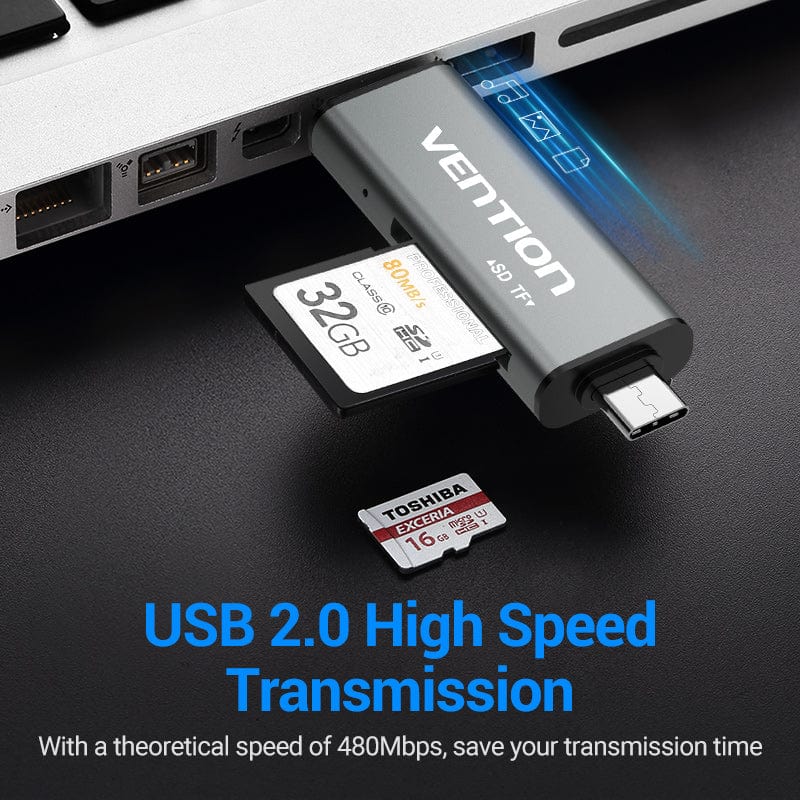Vention USB2.0 Multi-function Card Reader Gray