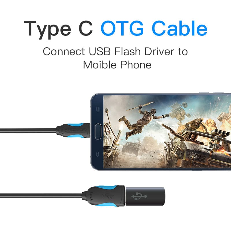USB3.0 A Female to Type-C Male OTG Cable Black