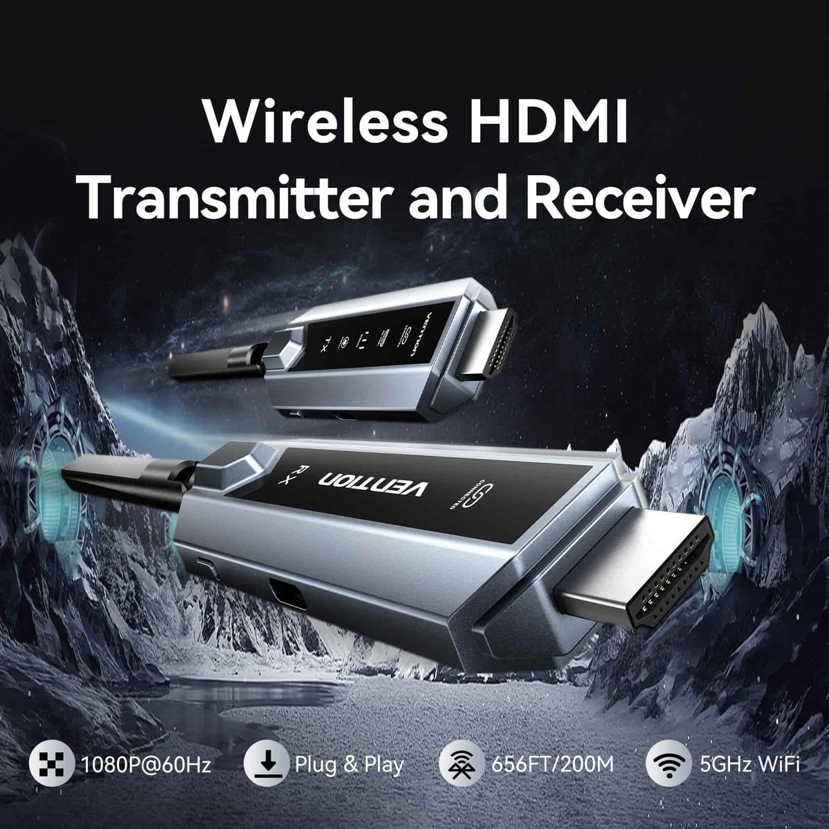 Vention Wireless HDMI Transmitter and Receiver (1TX+2RX) Kit Gray