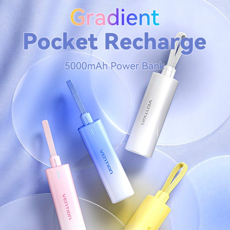 Vention 5000mAh Power Bank Compact with Built-in Cable——On Promotion
