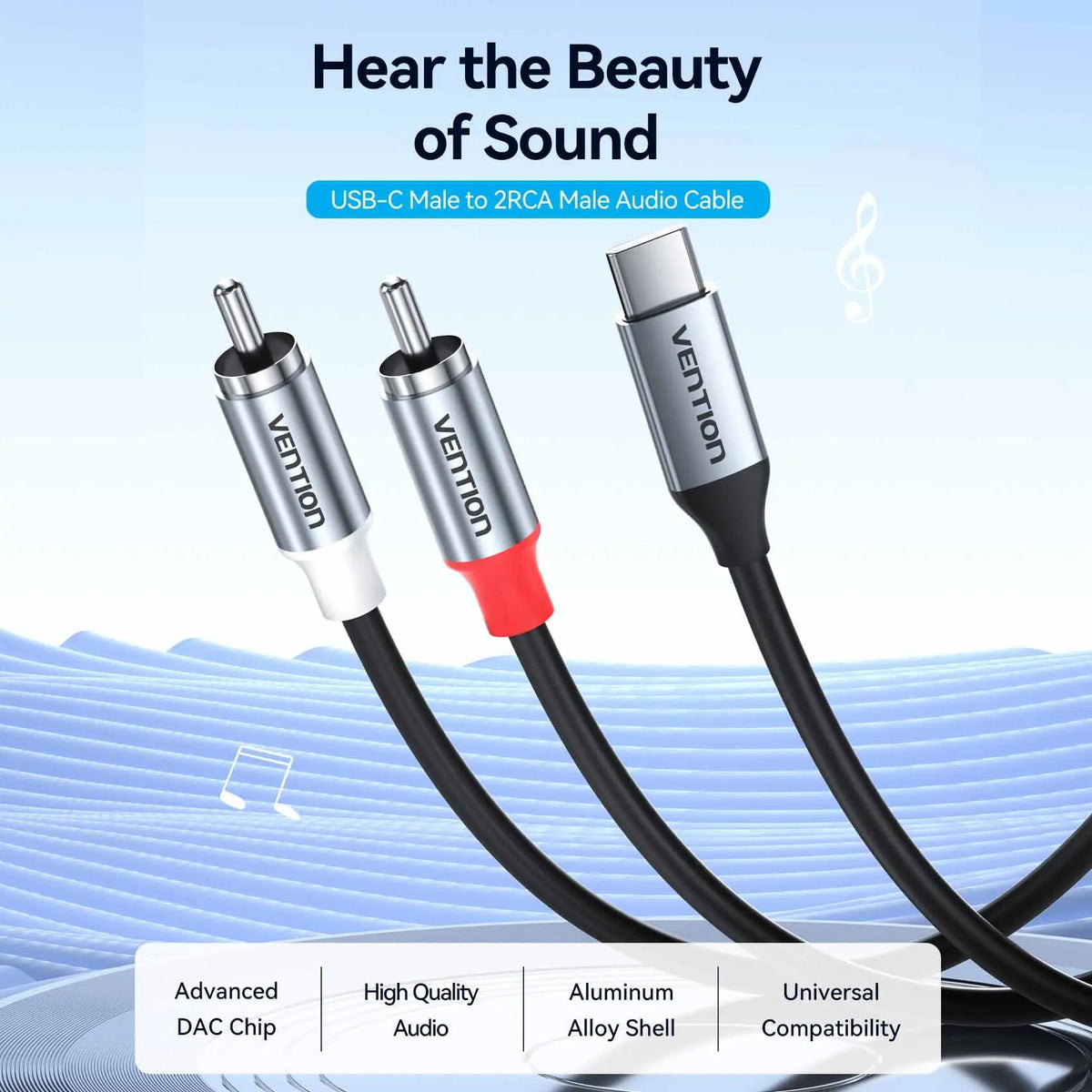 Vention USB-C Male to 2RCA Male Audio Cable