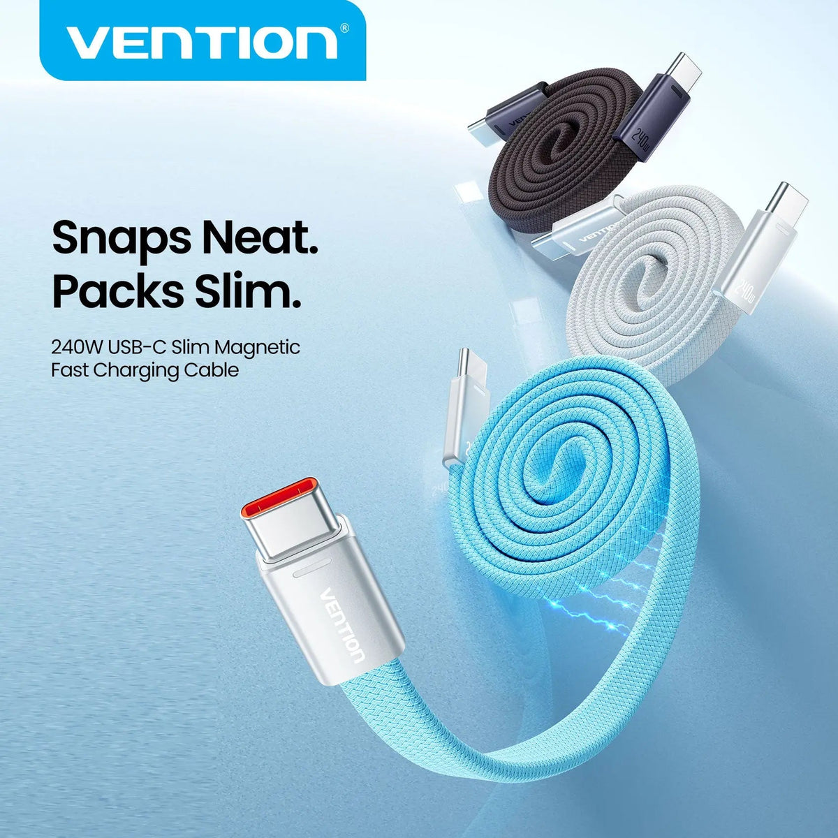 240W USB-C Slim Magnetic Fast Charging Cable
