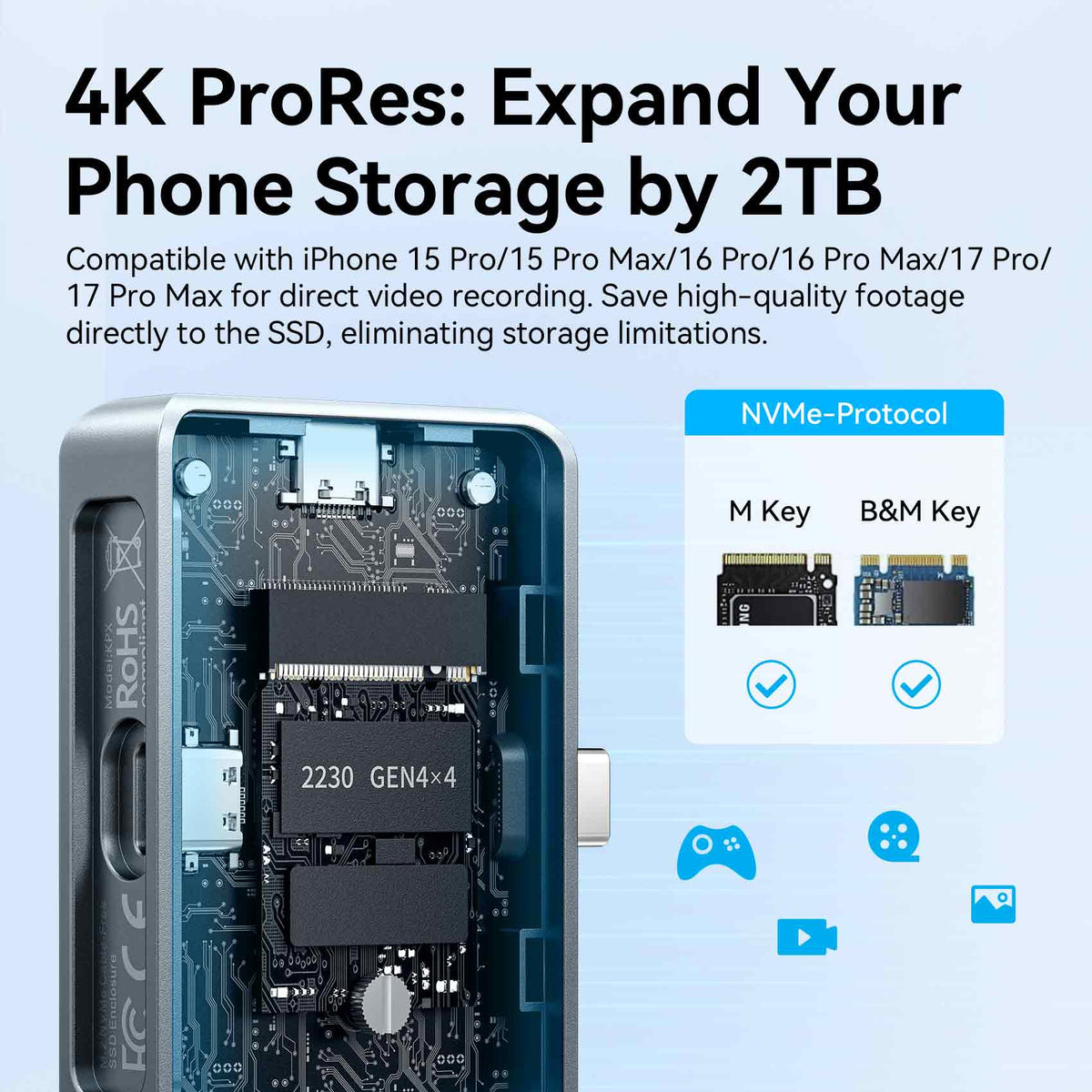 Vention Cable-Free M.2 NVMe SSD Enclosure+ 3500mAh Power Bank