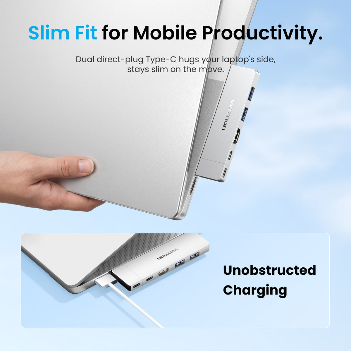 Vention 6-in-2 USB-C Plug-in Docking Station