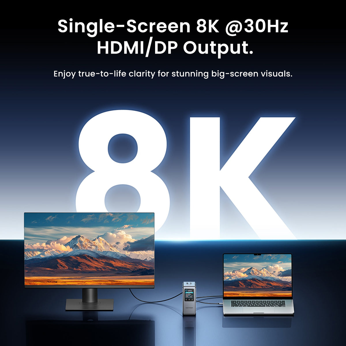 13-in-1 USB-C 8K Vertical Docking Station with Digital Display