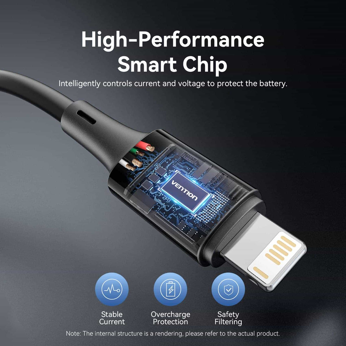 Vention USB 2.0 Type-A Male to Lightning Male 2.4A Cable 0.25M Black PVC Type