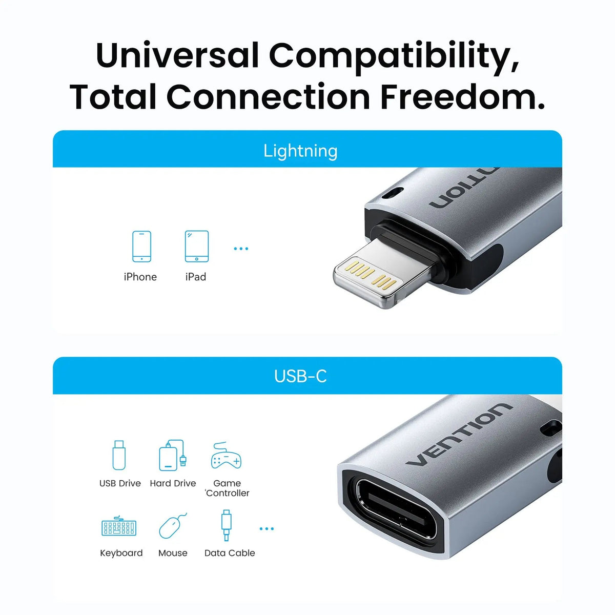 Vention USB-C Female to Lightning Male OTG Adapter