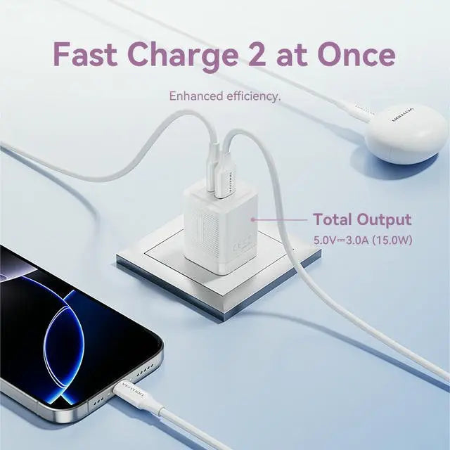 Vention 2-Port USB (C + A) GaN Charger (30W/30W) US Plug