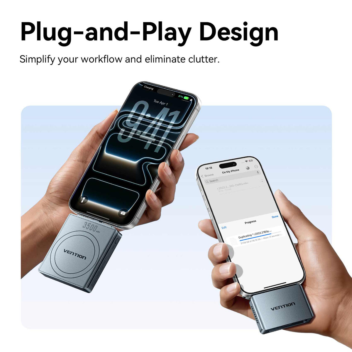 Vention Cable-Free M.2 NVMe SSD Enclosure+ 3500mAh Power Bank