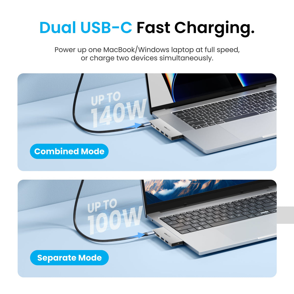 Vention 6-in-2 USB-C Plug-in Docking Station