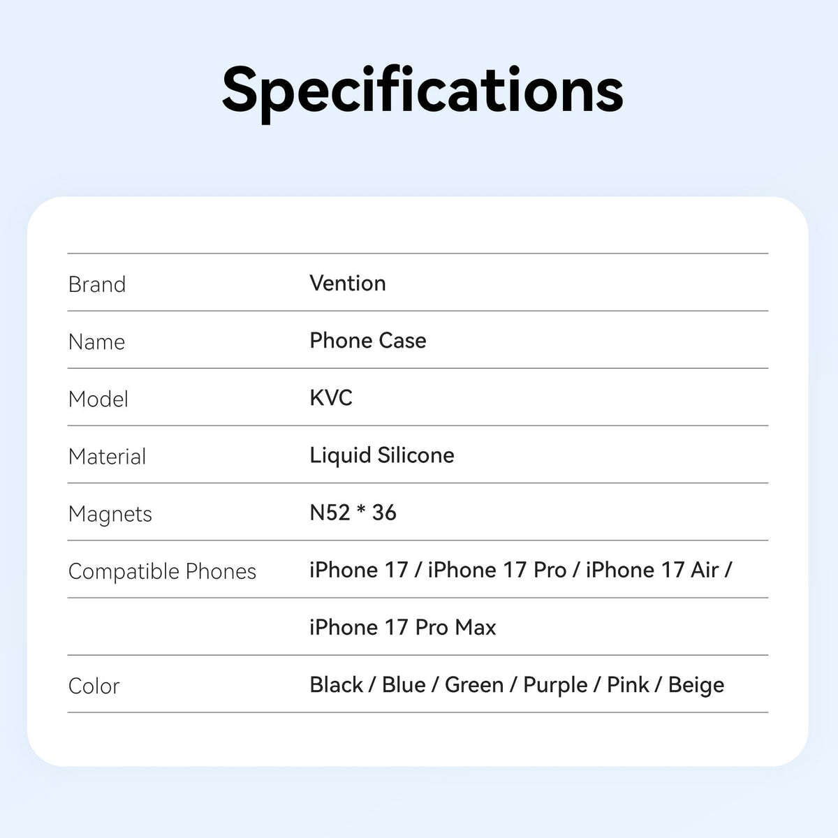 Vention Liquid Silicone Case for iPhone 17 Pro with MagSafe