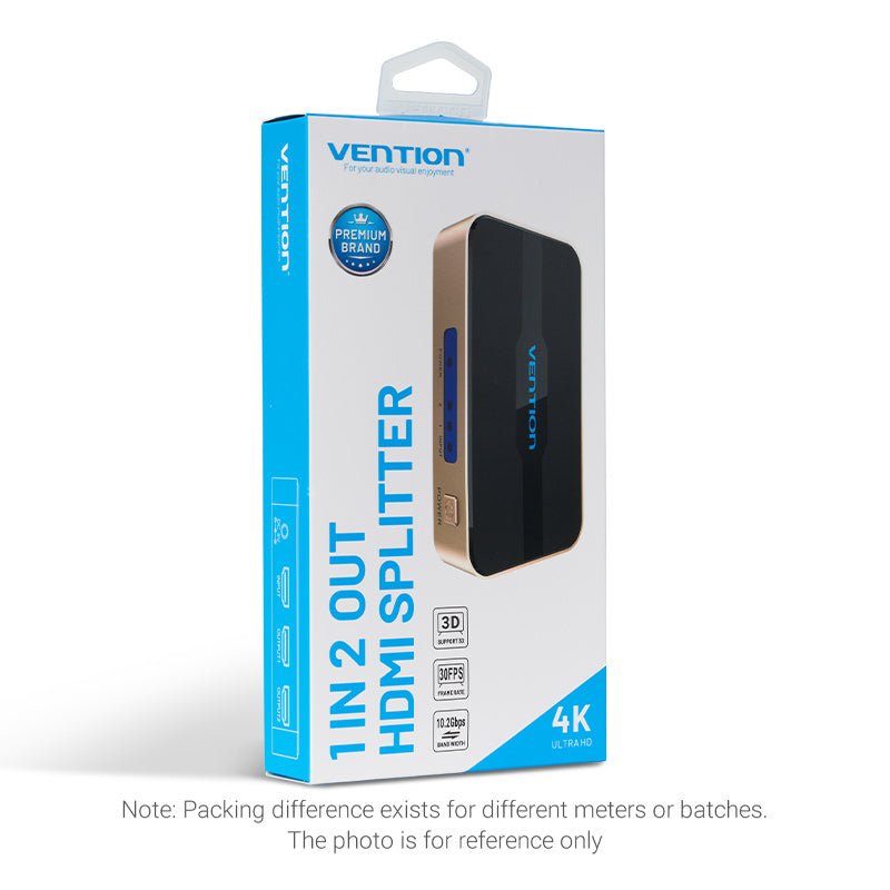 Vention 1 In 2 Out HDMI Splitter 4K@30Hz Gold Aluminum Alloy Type