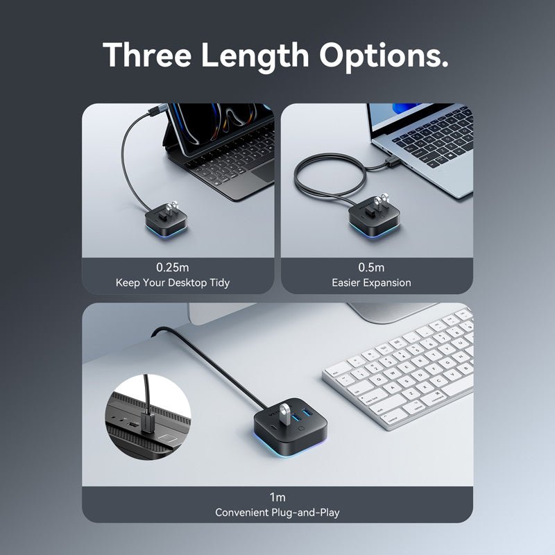 Vention USB 3.0 to USB 3.2 Gen 1 Type-C/USB 3.0*3/USB-C Desk Hub Black