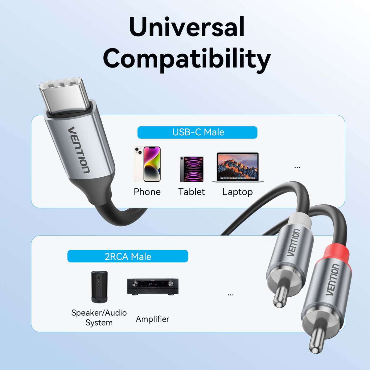 Vention USB-C Male to 2RCA Male Audio Cable