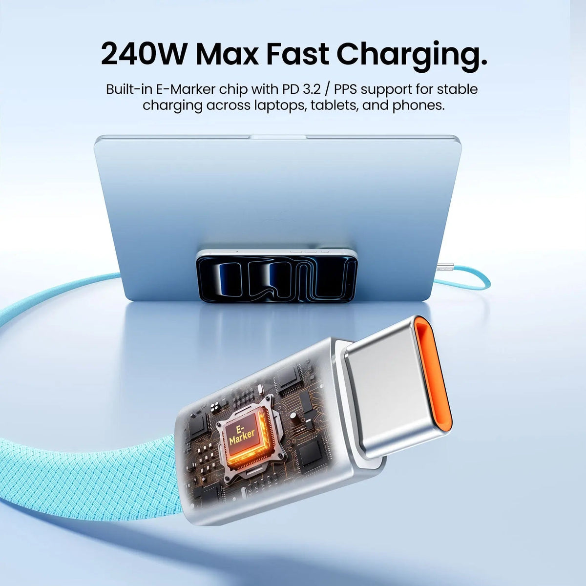 240W USB-C Slim Magnetic Fast Charging Cable