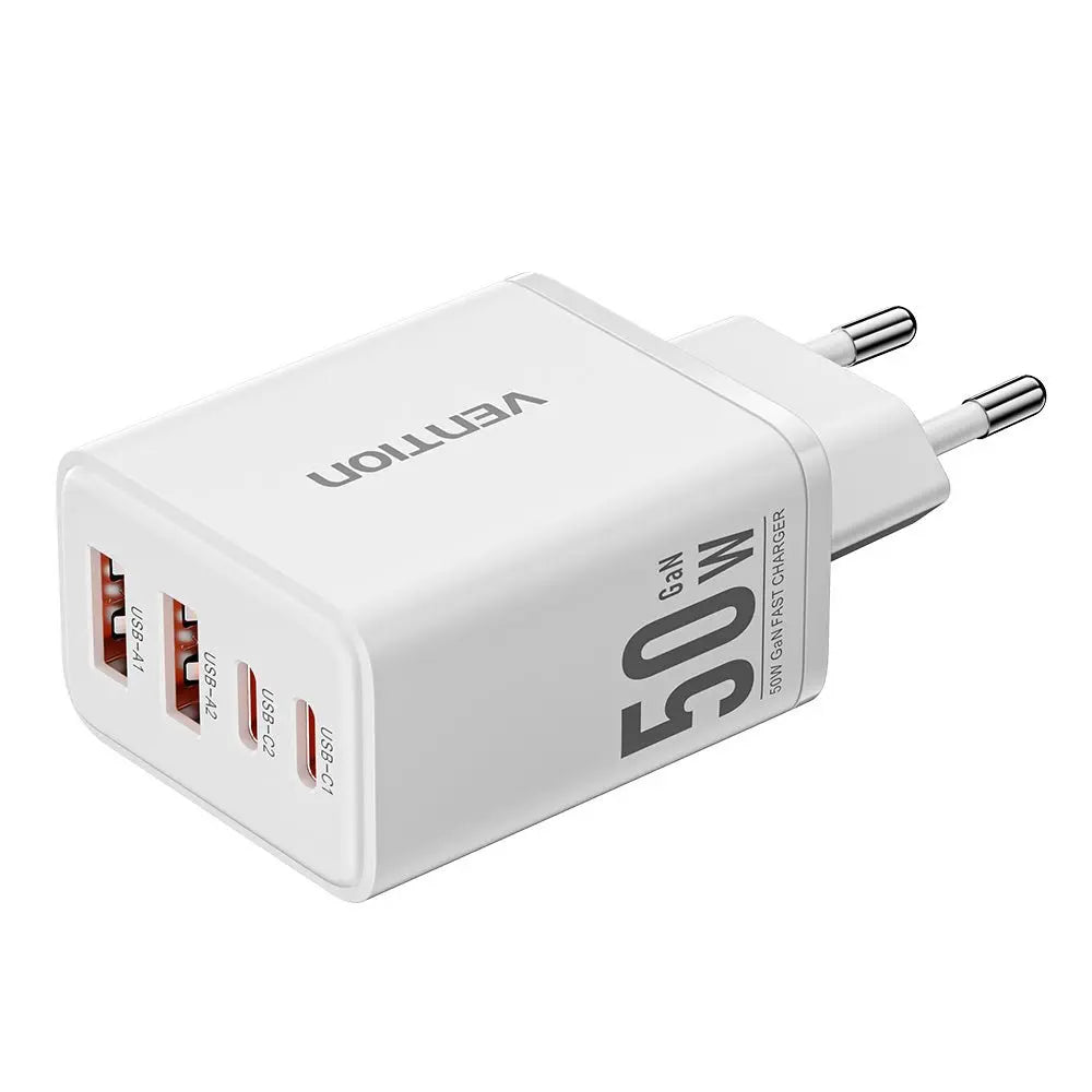 Vention 4-Port USB (C + C + A + A) GaN Charger (30W/20W/18W/18W) EU-Plug