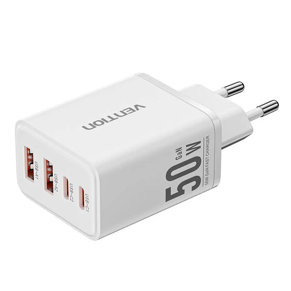 Vention 4-Port USB (C + C + A + A) GaN Charger (30W/20W/18W/18W) EU-Plug
