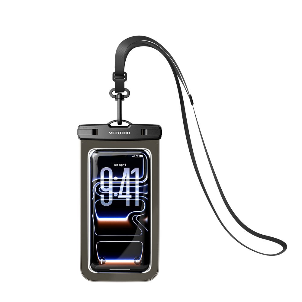 Vention 7.2-Inch Shockproof Black-Edged Waterproof Phone Pouch with Lock Seal Black
