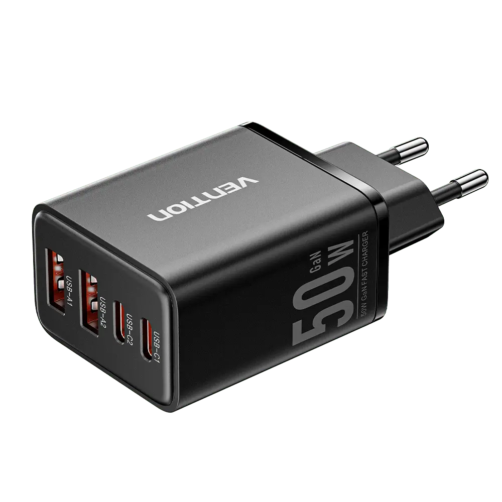Vention 4-Port USB (C + C + A + A) GaN Charger (30W/20W/18W/18W) EU-Plug