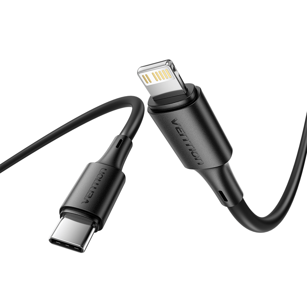 Vention USB 2.0 Type-C Male to Lightning Male 3A Cable Black PVC Type